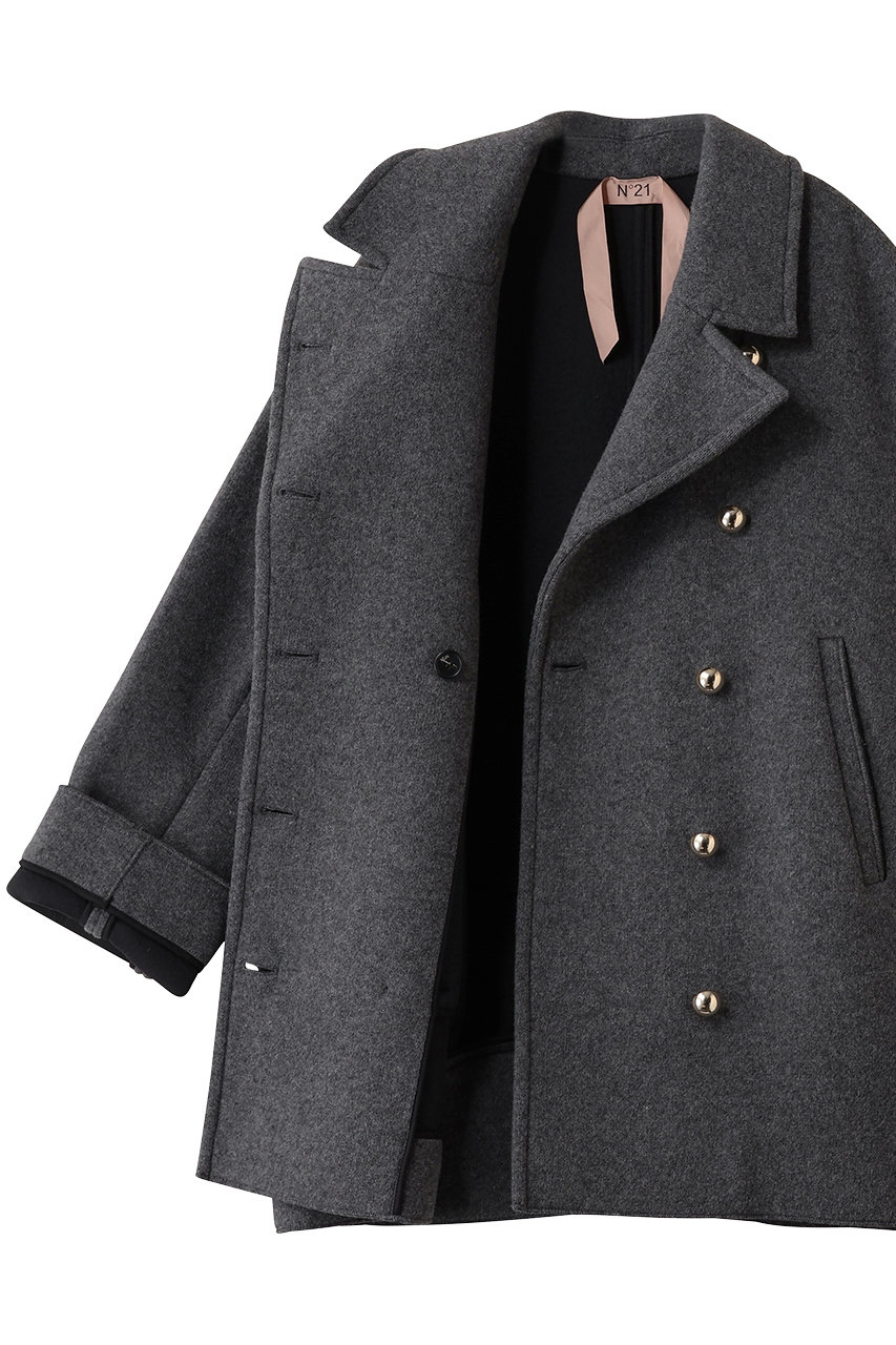 ヌメロヴェントゥーノ　Nº21 高級　コート　ジャケット　ウール　ショート丈 N°21(ヌメロ ヴェントゥーノ)｜ダブルボタンショートコート/グレー の