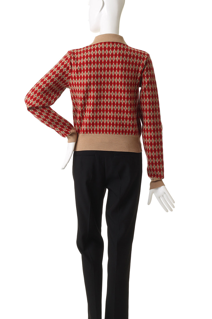 N°21(ヌメロ ヴェントゥーノ)｜アーガイル ポロ ニットトップス/レッド