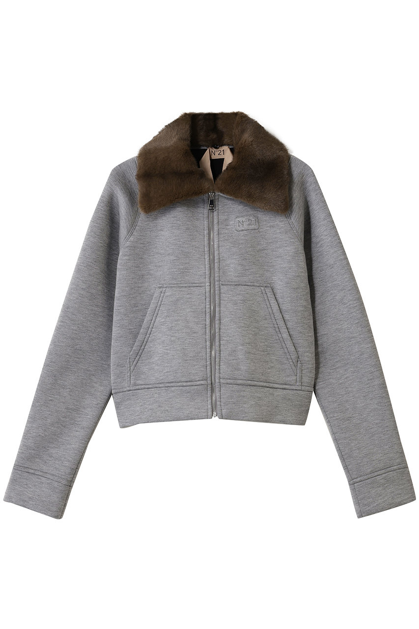 N°21 フェイクファーカラージップアップ ブルゾン (グレー, 38) ヌメロ ヴェントゥーノ ELLE SHOP N°21 フェイクファーカラージップアップ ブルゾン (グレー, 38) ヌメロ ヴェントゥーノ ELLE SHOP