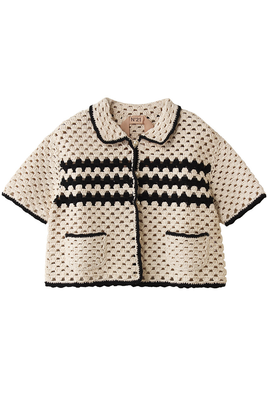 ヌメロ ヴェントゥーノ/N°21のハンドメイド コットン クロシェジャケット(ベージュ/26S-A027-9523)