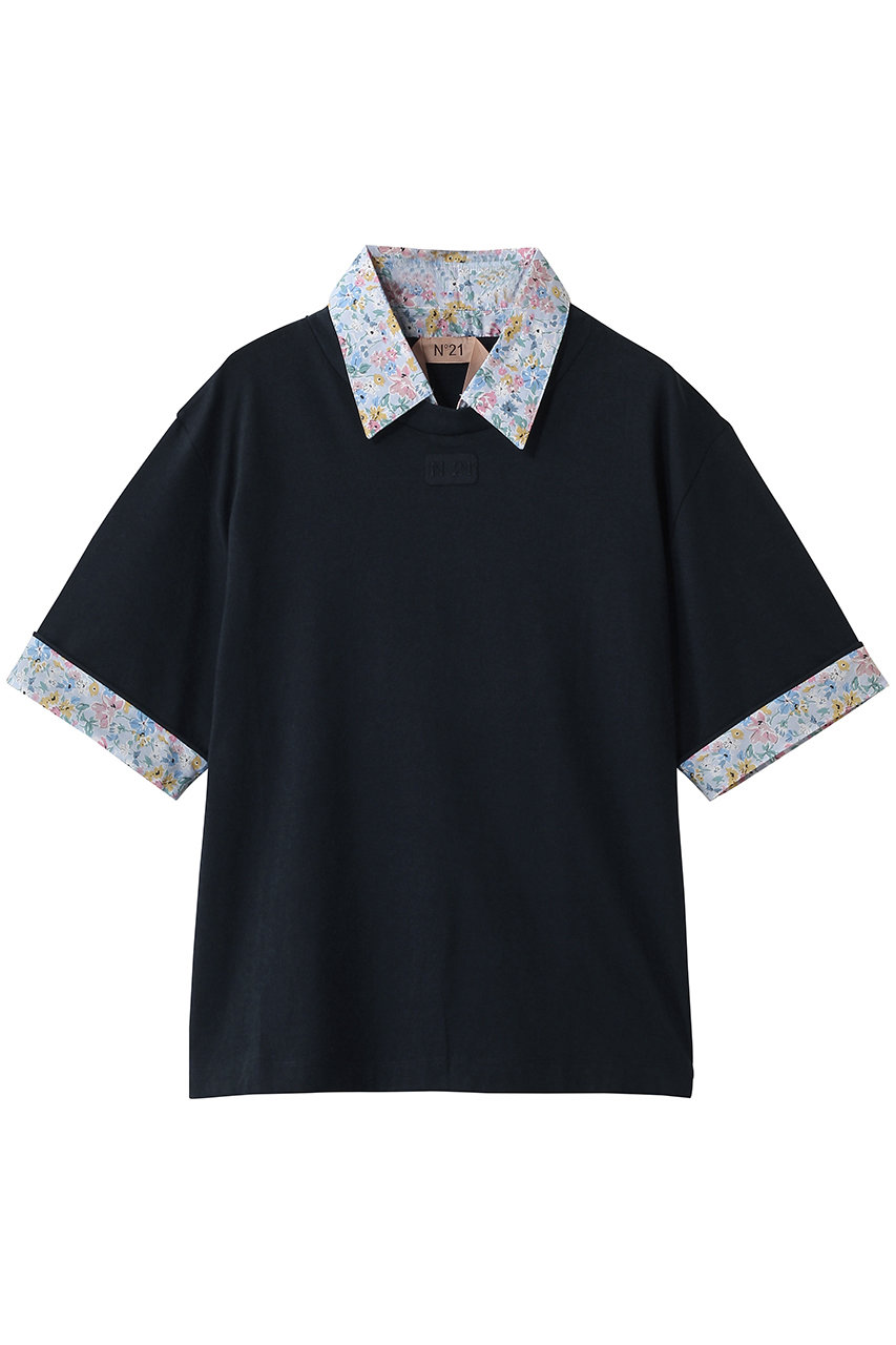 ヌメロ ヴェントゥーノ/N°21のプリントカラーハーフスリーブTシャツ(ネイビー/26S-F061-4157)