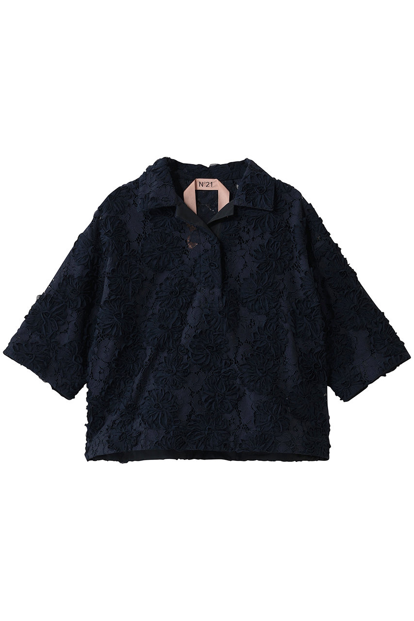 ヌメロ ヴェントゥーノ/N°21のフラワーデザインブラウス(ネイビー/26S-G082-5259)