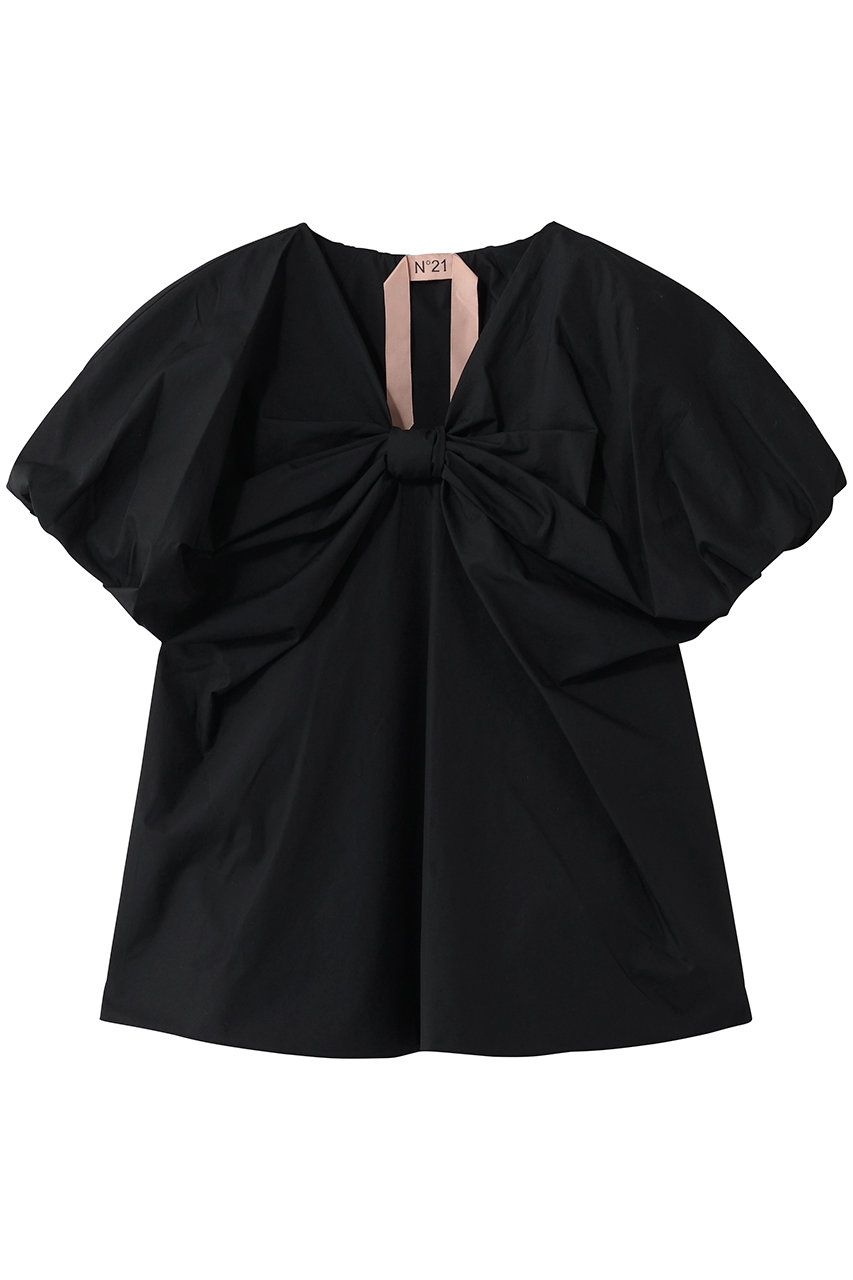 ヌメロ ヴェントゥーノ/N°21のフロントタイ ボリュームブラウス(ブラック/26S-G111-0187)