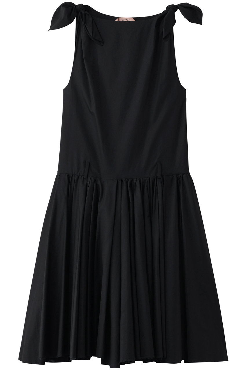 ヌメロ ヴェントゥーノ/N°21のノースリーブ ギャザーワンピース(ブラック/26S-H081-0187)