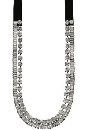 ヌメロ ヴェントゥーノ/N°21のテープリボン ビジュー ネックレス