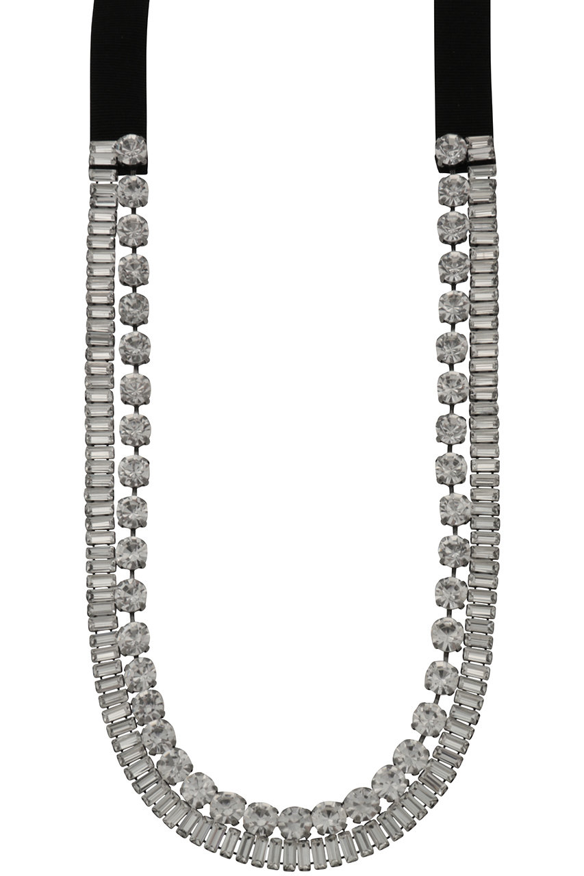 ヌメロ ヴェントゥーノ/N°21のテープリボン ビジュー ネックレス(クリスタル/7441-5375)