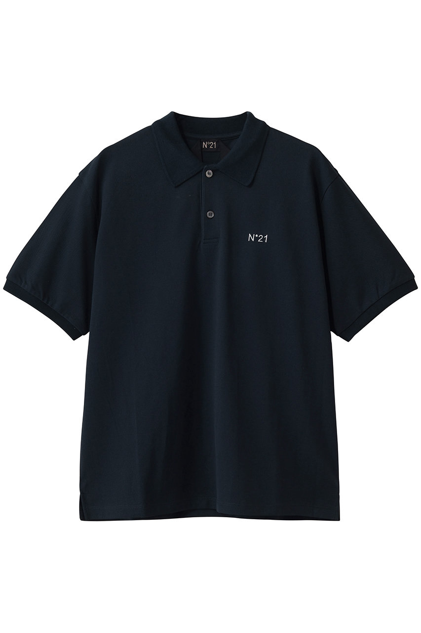 ヌメロ ヴェントゥーノ/N°21の【MEN】ポイント ロゴ ポロシャツ(ネイビー/26SU-F021-6350)