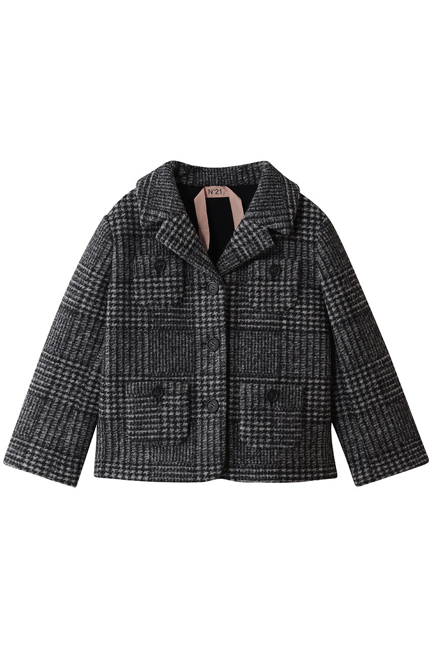 N°21 グレンチェック ショートジャケットコート (チェック, 38) ヌメロ ヴェントゥーノ ELLE SHOP