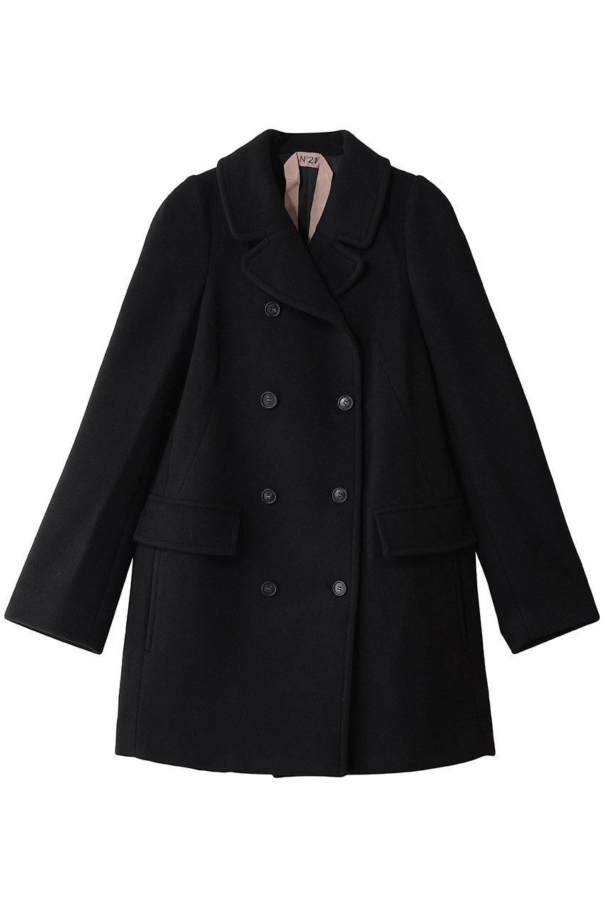 N°21 ビッグカラー コート (ブラック, 38) ヌメロ ヴェントゥーノ ELLE SHOP