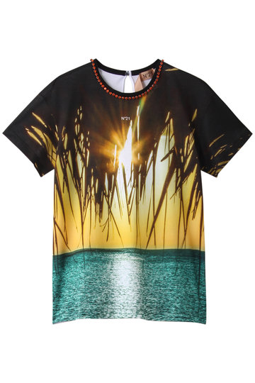 SALE 【50%OFF】 N°21 ヌメロ ヴェントゥーノ ビジュー付きプリントTシャツ マルチ