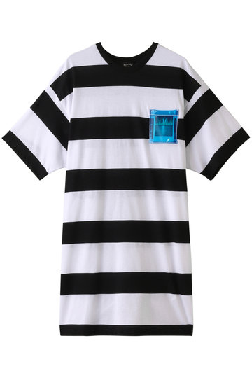 SALE 【50%OFF】 N°21 ヌメロ ヴェントゥーノ メンズ(MENS)ボーダーTシャツ ブラック×ホワイト