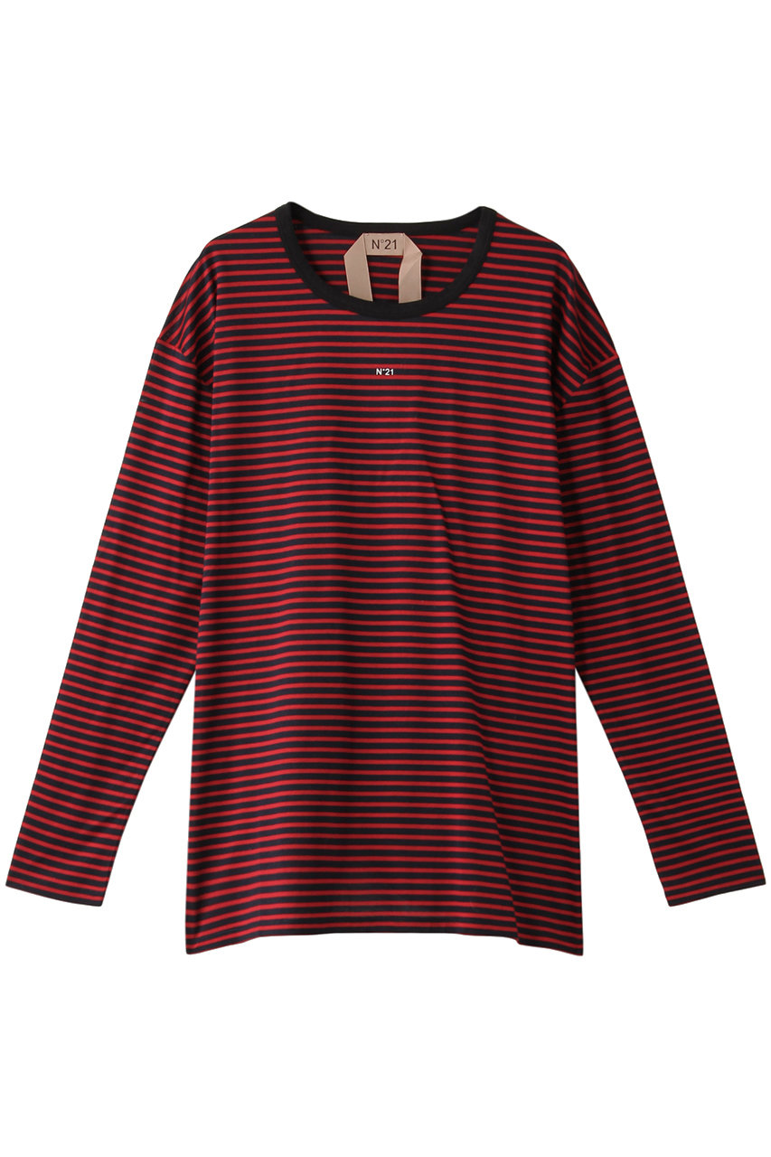 N°21 ヌメロ ヴェントゥーノ ボーダーロングTシャツ レッド/ネイビー