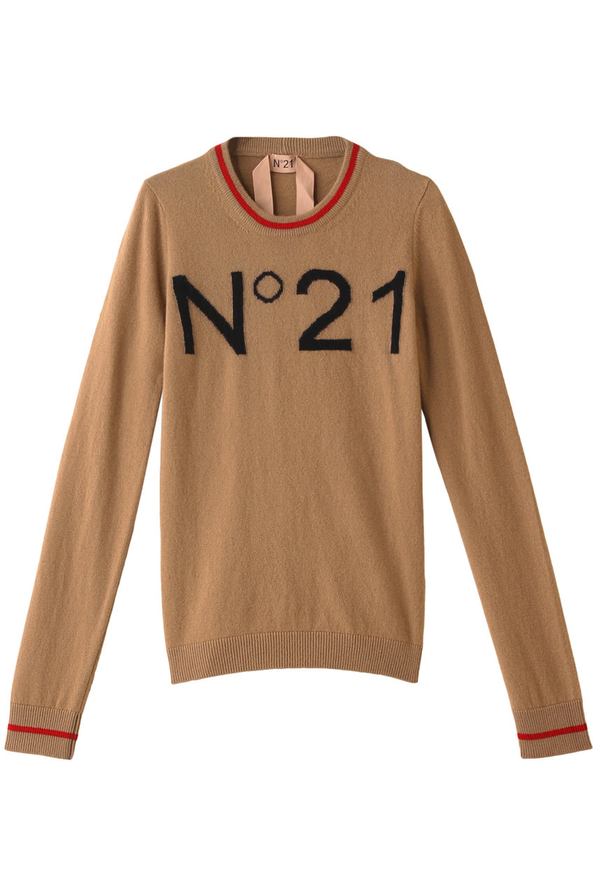 N°21 ヌメロ ヴェントゥーノ ロゴニットプルオーバー ベージュ