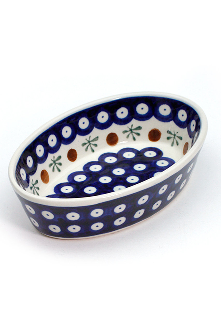 ＜ELLE SHOP＞ Polish Pottery オーブン皿・オーバル・ミニ (ブルー) ポーリッシュポタリー ELLE SHOP