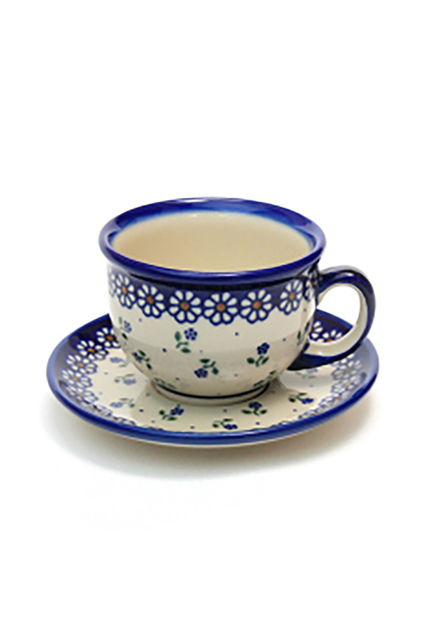 ポーリッシュポタリー/Polish Potteryのカップ＆ソーサー(ブルー/V033-C022)