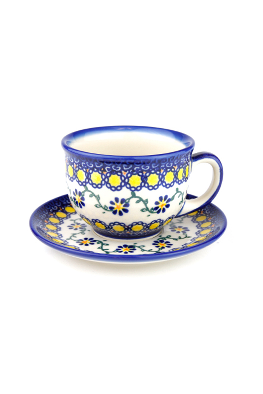 ポーリッシュポタリー/Polish Potteryのカップ＆ソーサー(イエロー/V033-U113)