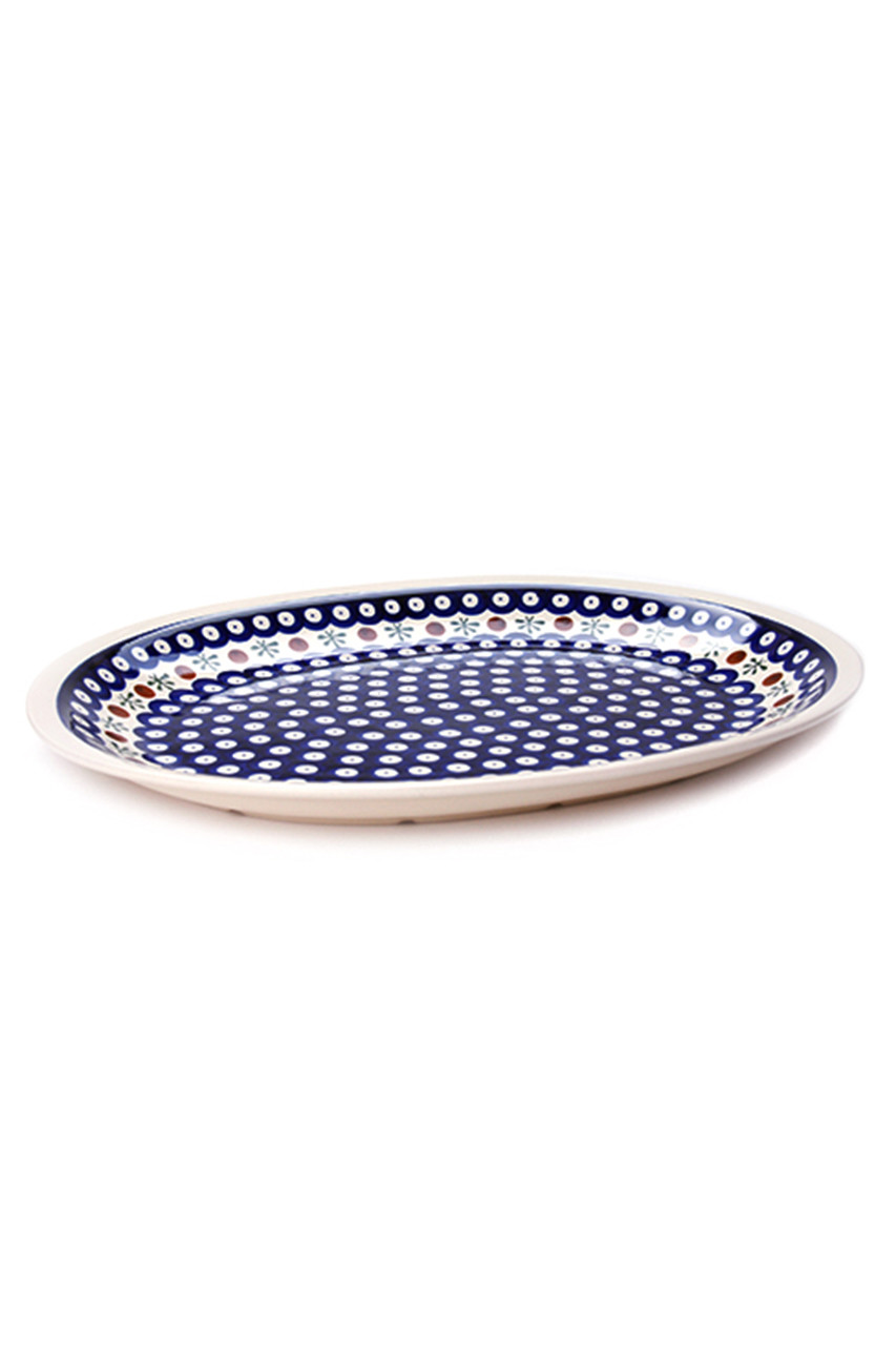 ポーリッシュポタリー/Polish Potteryのオーバル大皿(ブルー/Z1007-41)