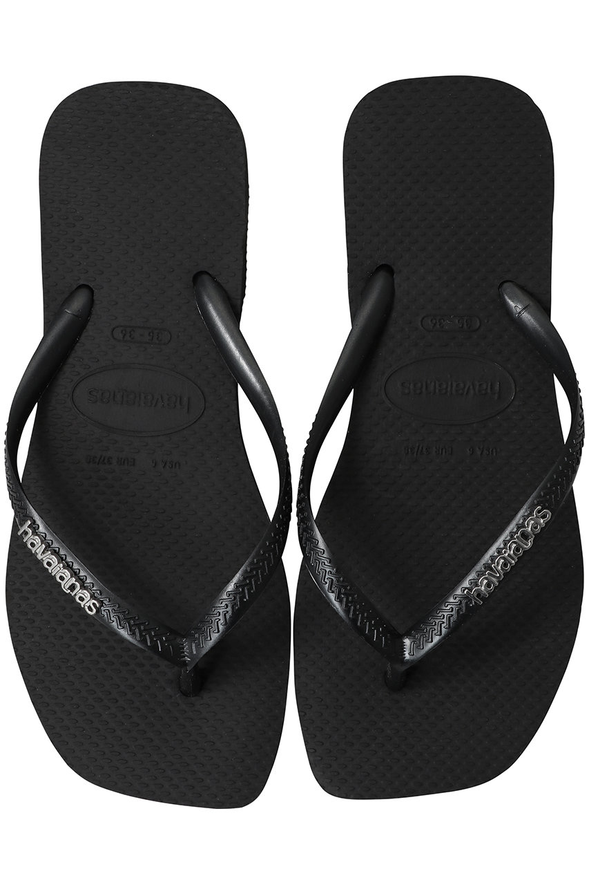 havaianas SLIM SQUARE LOGO METALLIC ビーチサンダル (ブラック×シルバー, 334(22.5)) ハワイアナス ELLE SHOP havaianas SLIM SQUARE LOGO METALLIC ビーチサンダル (ブラック×シルバー, 334(22.5)) ハワイアナス ELLE SHOP