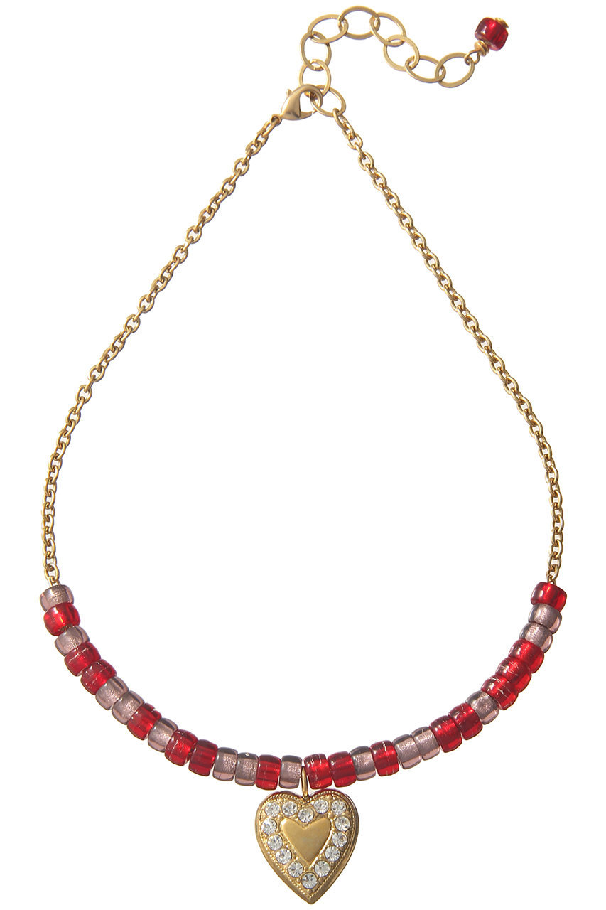 ADER. bijoux アデル ビジュー HEART ビーズチョーカー レッド