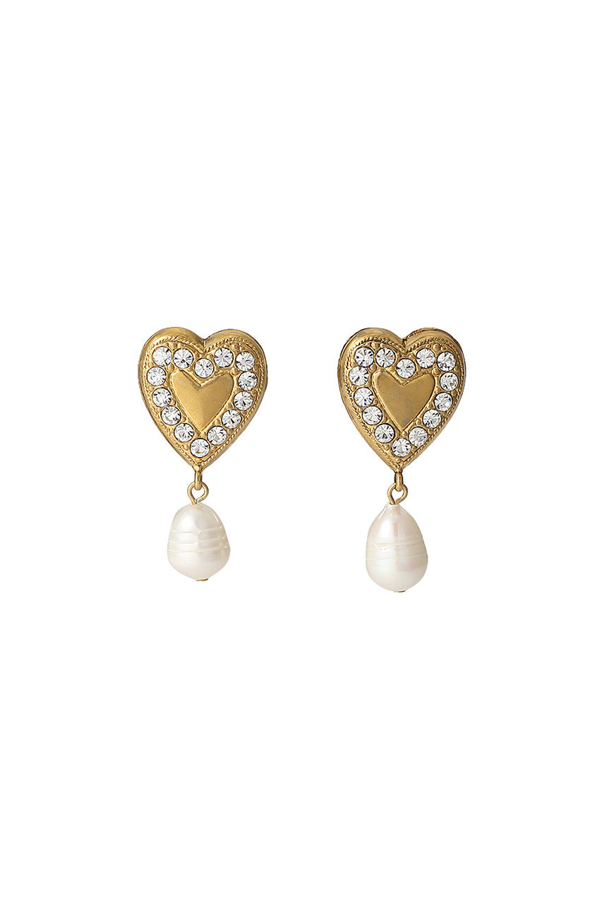 ADER. bijoux アデル ビジュー HEART パールピアス ゴールド