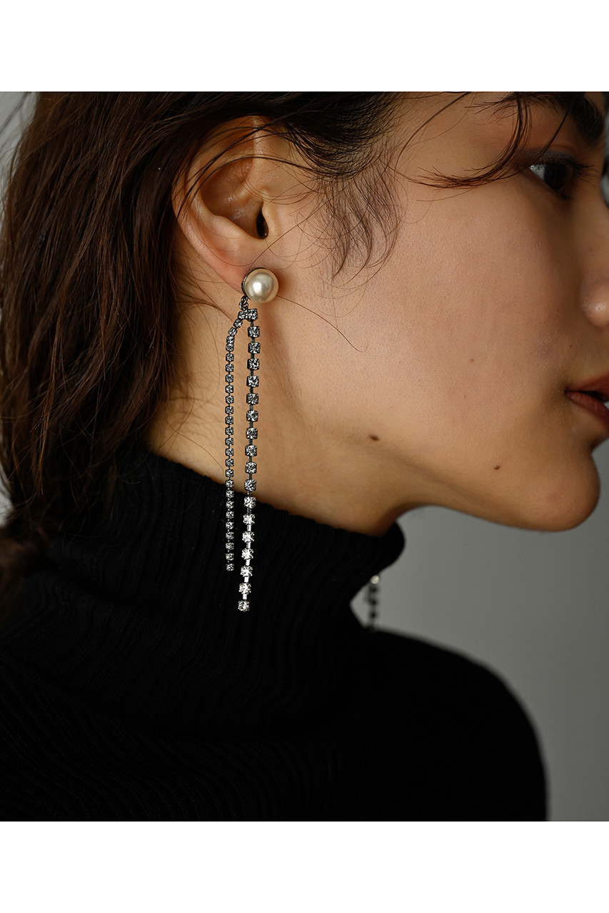 ADER.bijoux(アデル ビジュー)｜PEARL stone fringe ピアス/シルバー ...