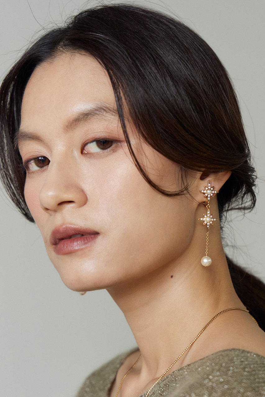 ADER.bijoux(アデル ビジュー)｜STAR pearl long ピアス/ゴールド の 