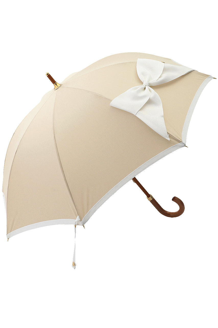 Athena New York アシーナ ニューヨーク Kimbery Ribbon ショート日傘 ベージュ×ホワイト
