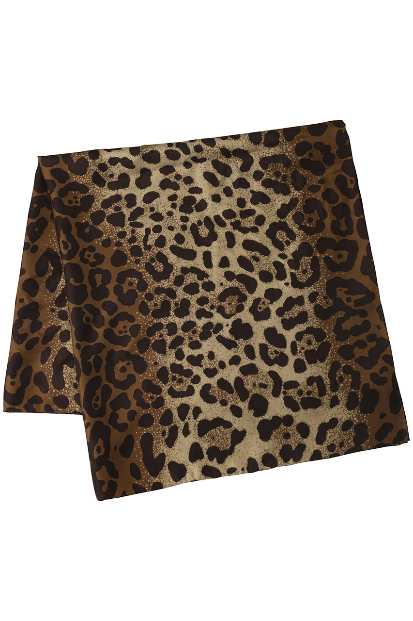 SALE 【50%OFF】 manipuri マニプリ プリントシルクスカーフ(65×65) ブラウン(Leopard)