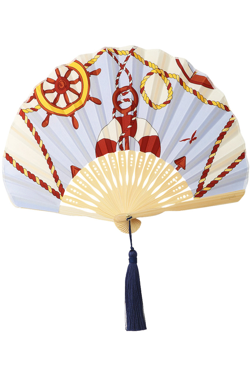 SALE 【20%OFF】 manipuri マニプリ スカーフ柄扇子 イエロー(Marine)