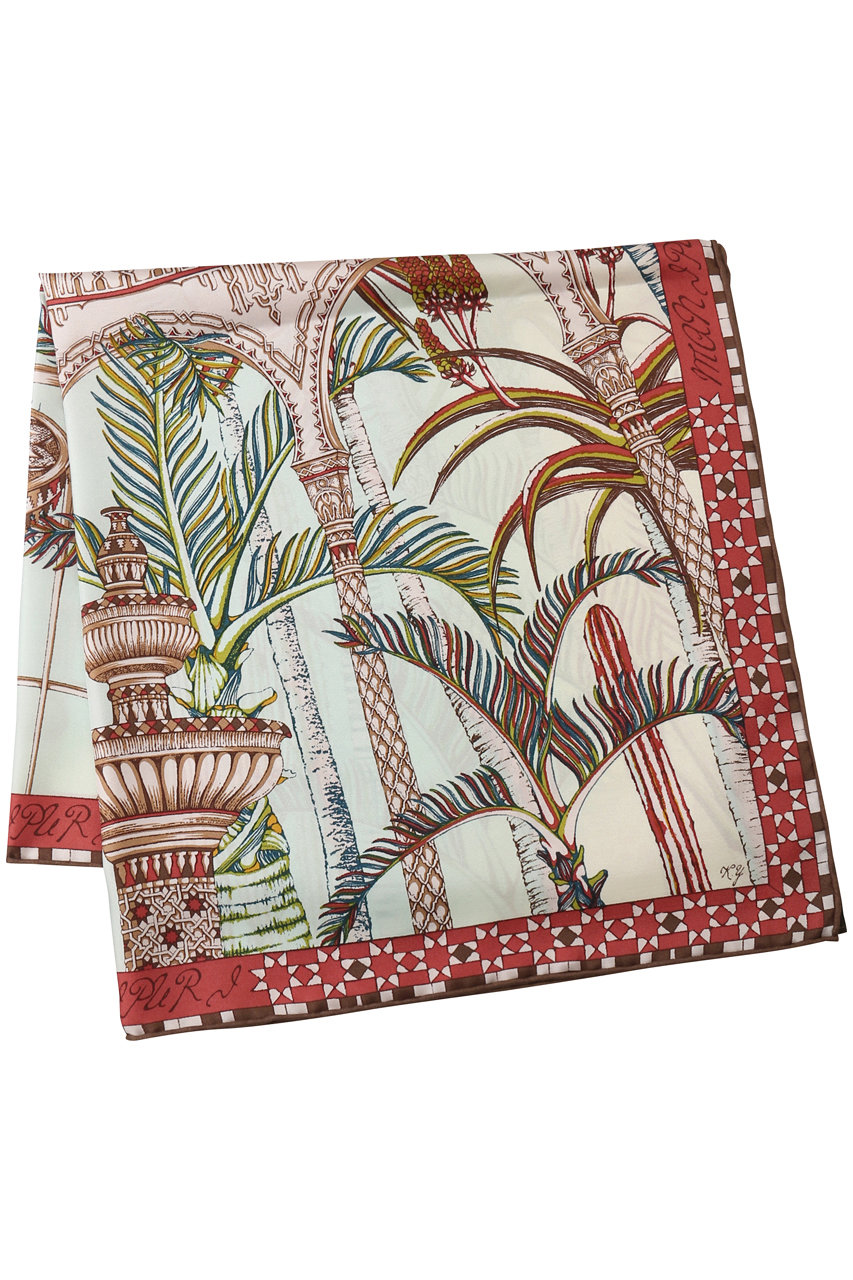 マニプリ/manipuriのプリントシルクスカーフ（65×65）(コーラルレッド（リヤド）/141330018)