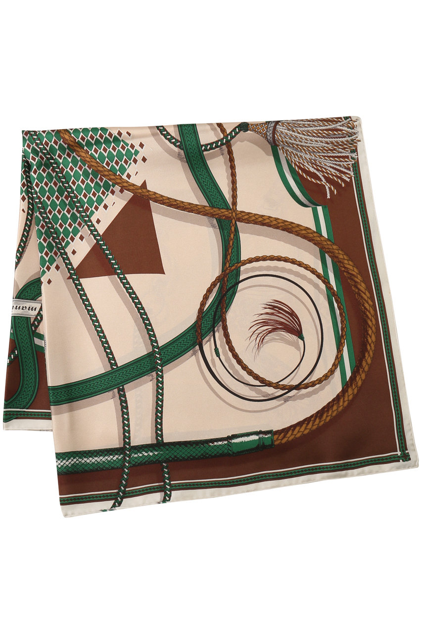 manipuri プリントシルクスカーフ（65×65） (ブラウン（ジョッキー）, F) マニプリ ELLE SHOP