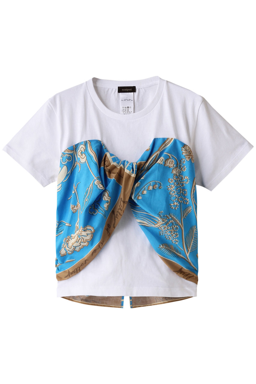 manipuri 【ELLE SHOP 15th限定】ビスチェTシャツ (ホワイト×ターコイズブルー（フローラ）, F) マニプリ ELLE SHOP