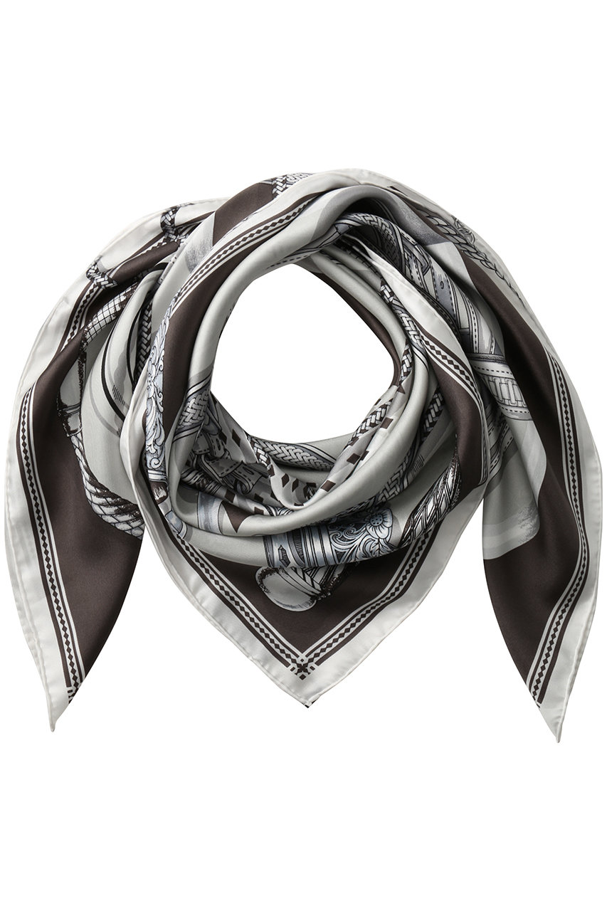 manipuri シルクスカーフ（88×88） (グレー（ジョッキー）, F) マニプリ ELLE SHOP