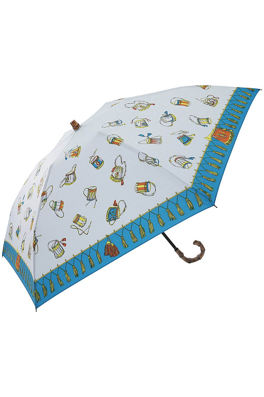 SALE 【50%OFF】 manipuri マニプリ スカーフ柄晴雨兼用折り畳み傘 ブルー(Festival)