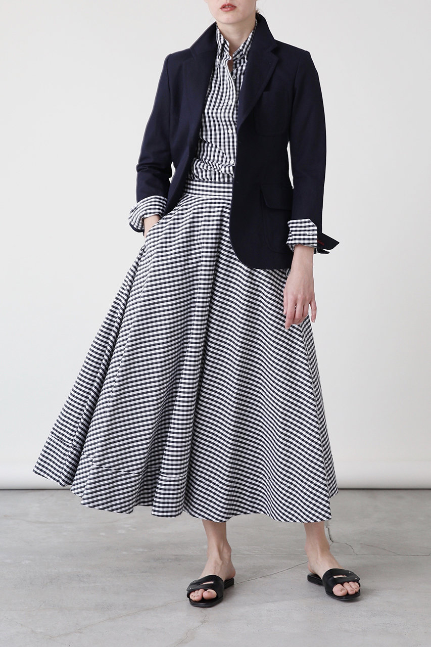 Madisonblue マディソンブルー ギンガムチェックタックサーキュラースカート チェックブラック の通販 Elleshop エル ショップ