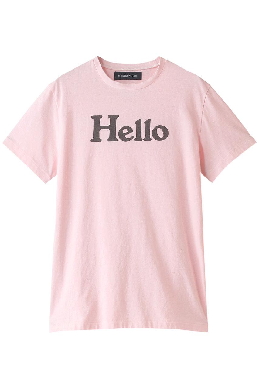 マディソンブルー/MADISONBLUEのHELLOクルーネックコットンTシャツ(ピンク/MB221-7003)
