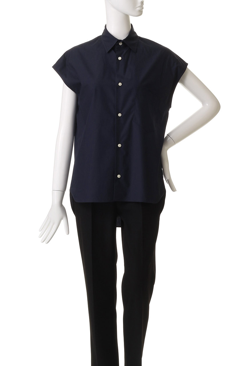 MADISON BLUE 半袖シャツ ネイビー 00 美品＊マディソンブルー J.BRADLEY SHIR半袖シャツ ネイビー