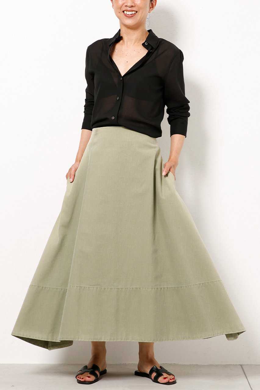 MADISONBLUE カーキ フレアスカート MADISONBLUE(マディソンブルー)|MI-MOLLET FLARE SK BACK SATIN