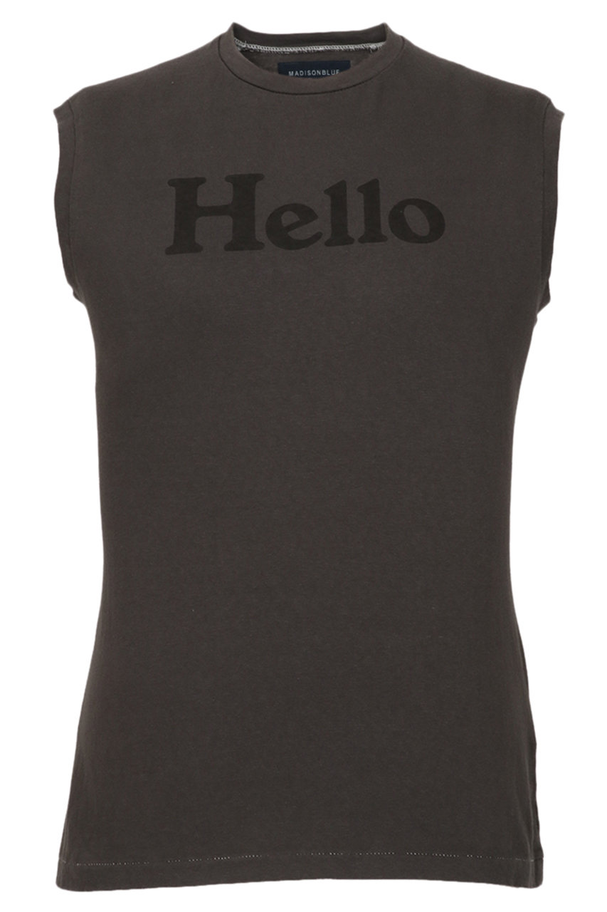 MADISONBLUE HELLO NOSLEEVE TEE/HELLO ノースリーブ Tシャツ (グレー, 01) マディソンブルー ELLE SHOP MADISONBLUE HELLO NOSLEEVE TEE/HELLO ノースリーブ Tシャツ (グレー, 01) マディソンブルー ELLE SHOP