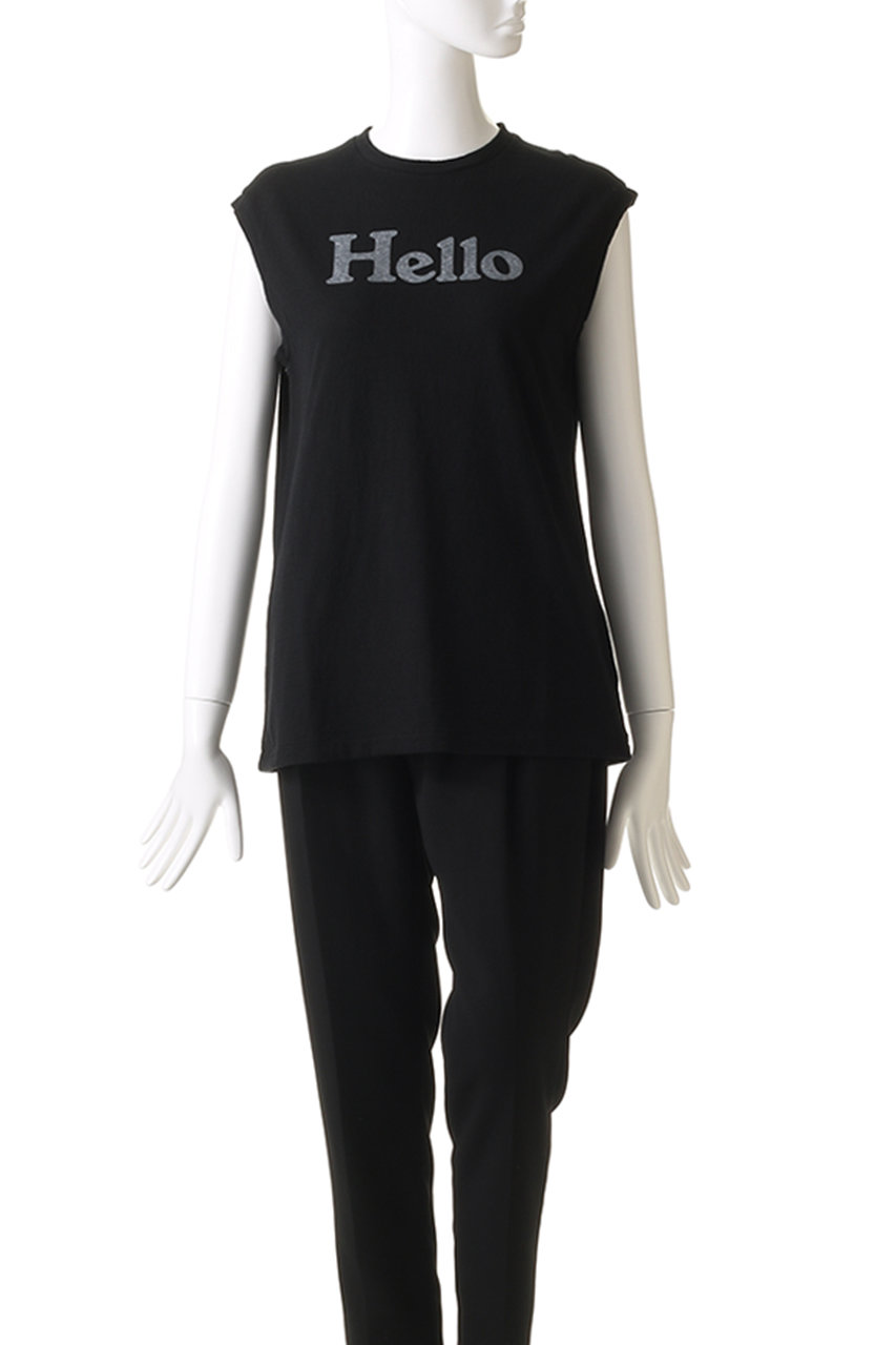 マディソンブルーHelloTシャツノースリーブと薄いブルーミモレスカートセット MADISON BLUE/マディソン ブルー】 HELLO NOSLEEVE TEE（Tシャツ