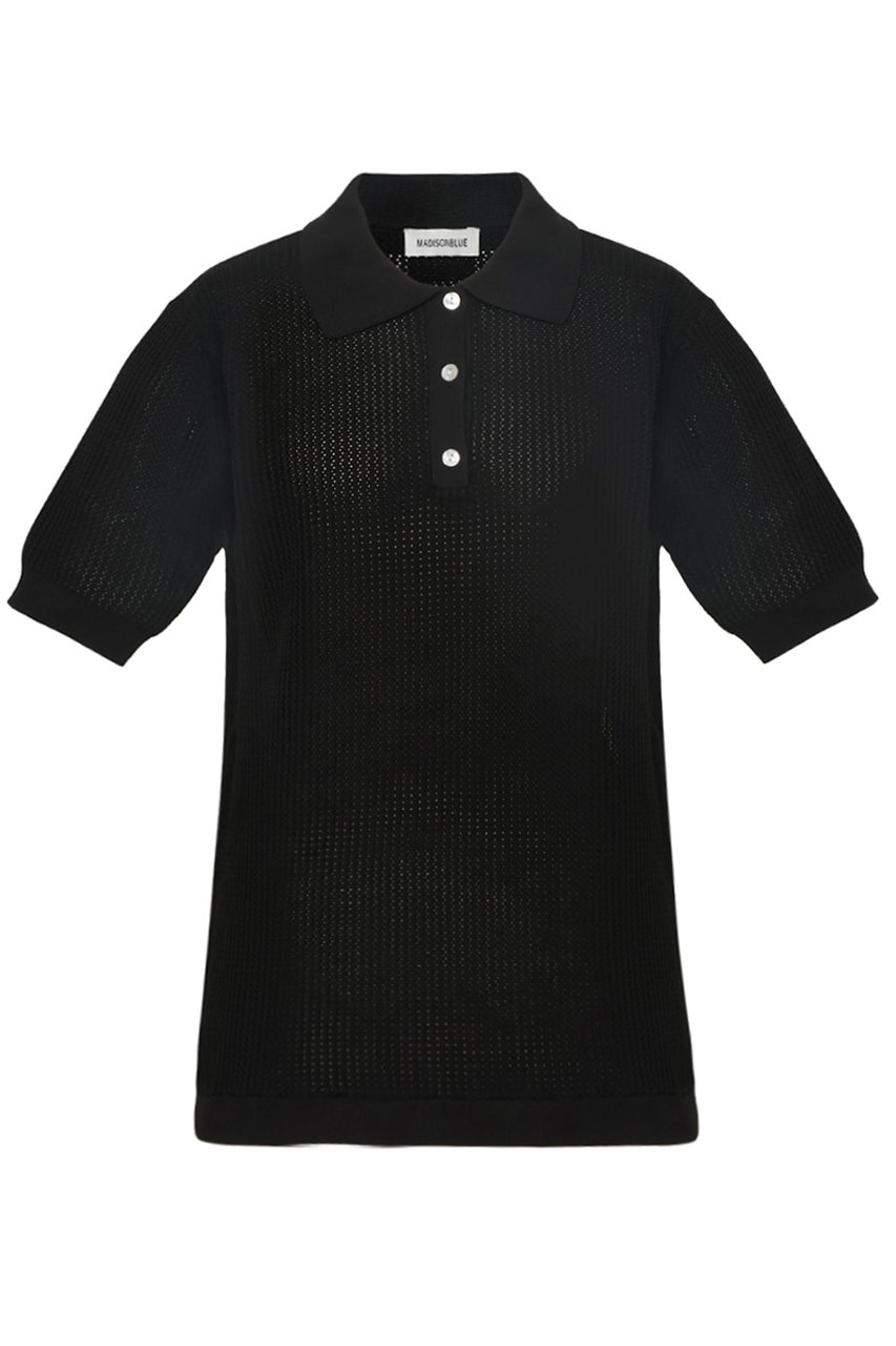 MADISONBLUE POLO KNIT MESH メッシュニットポロ (ブラック, 01) マディソンブルー ELLE SHOP MADISONBLUE POLO KNIT MESH メッシュニットポロ (ブラック, 01) マディソンブルー ELLE SHOP