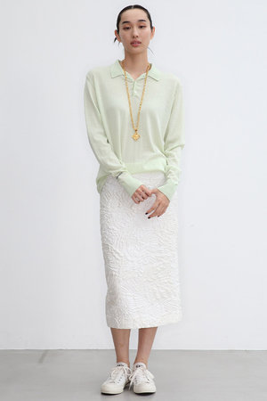 マディソンブルー/MADISONBLUEのWRIKLED RELAXED FIT POLO KNIT ポロニット