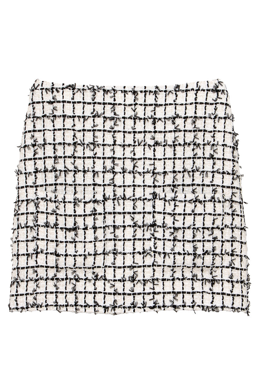 マディソンブルー/MADISONBLUEのLOW WAIST PATCH-P MINI SK TWEED ツイードミニスカート(ホワイト/MB251-6010)