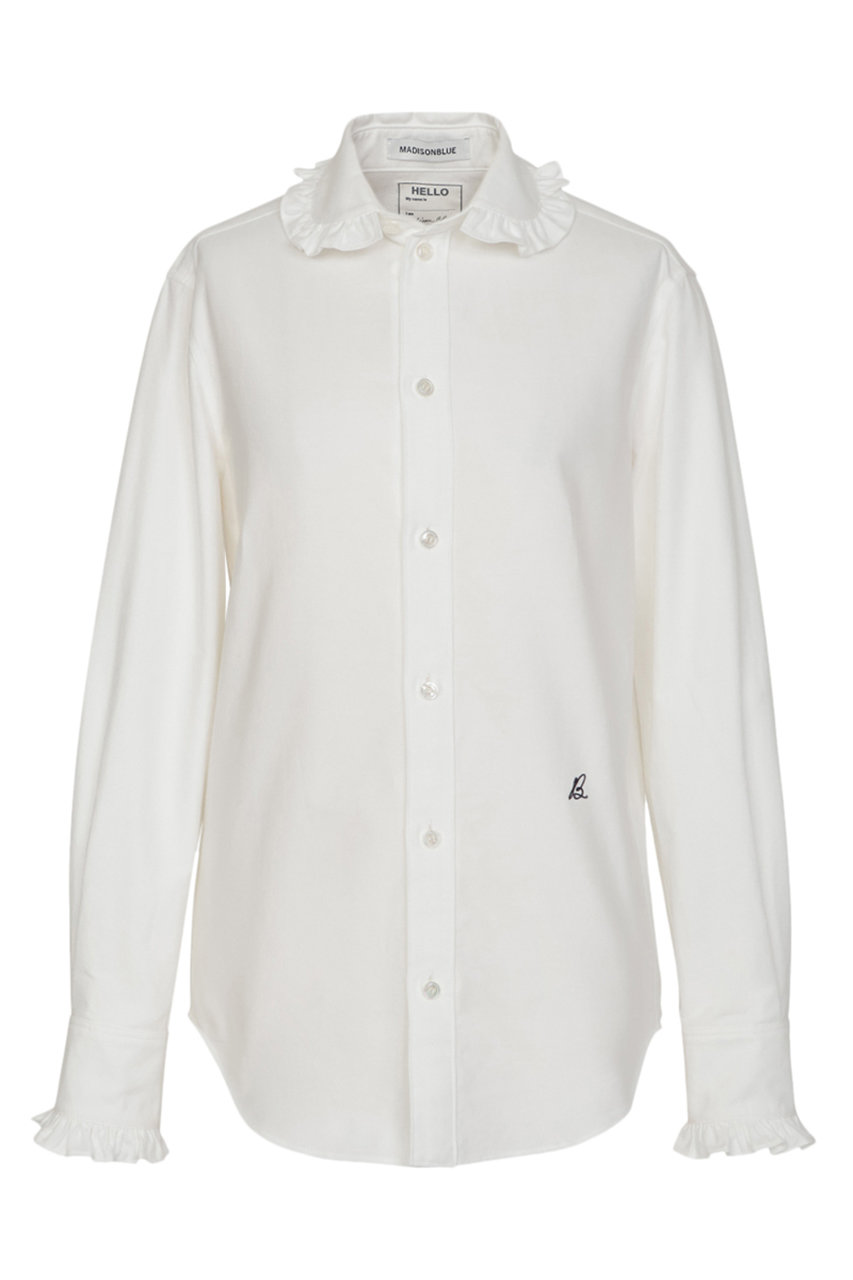 MADISONBLUE ROUND COLLAR FRILL SH OX ラウンドカラーフリルシャツ (ホワイト, 01) マディソンブルー ELLE SHOP MADISONBLUE ROUND COLLAR FRILL SH OX ラウンドカラーフリルシャツ (ホワイト, 01) マディソンブルー ELLE SHOP