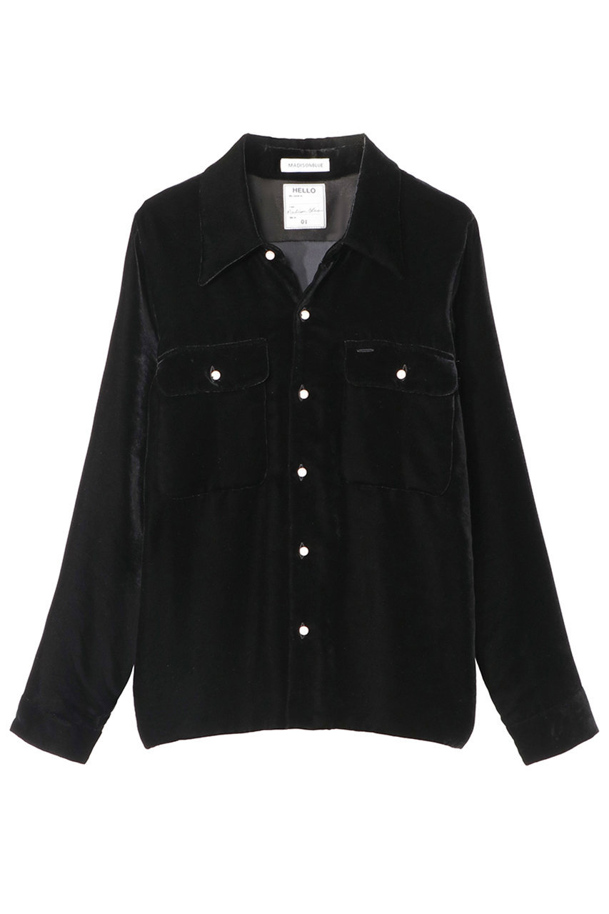 MADISONBLUE MADAME WORK SH VELVET MADAME ワークシャツ (ブラック, 02) マディソンブルー ELLE SHOP