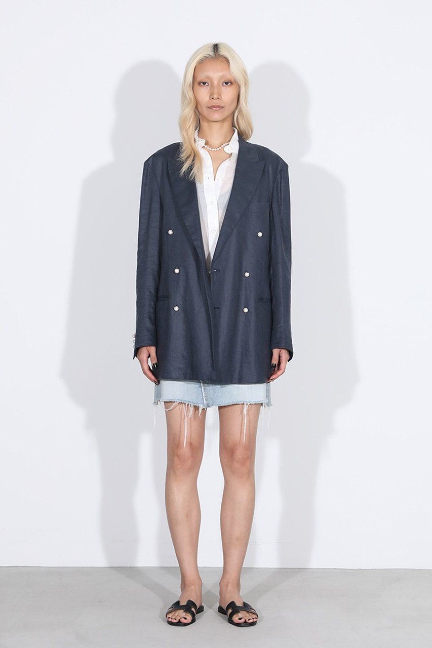 美品 マディソンブルー W6B リネンブレザー ダブルブレスト 01 ブラック MADISONBLUE(マディソンブルー)｜UNLINED BLEECKER W6B BLAZER LINEN