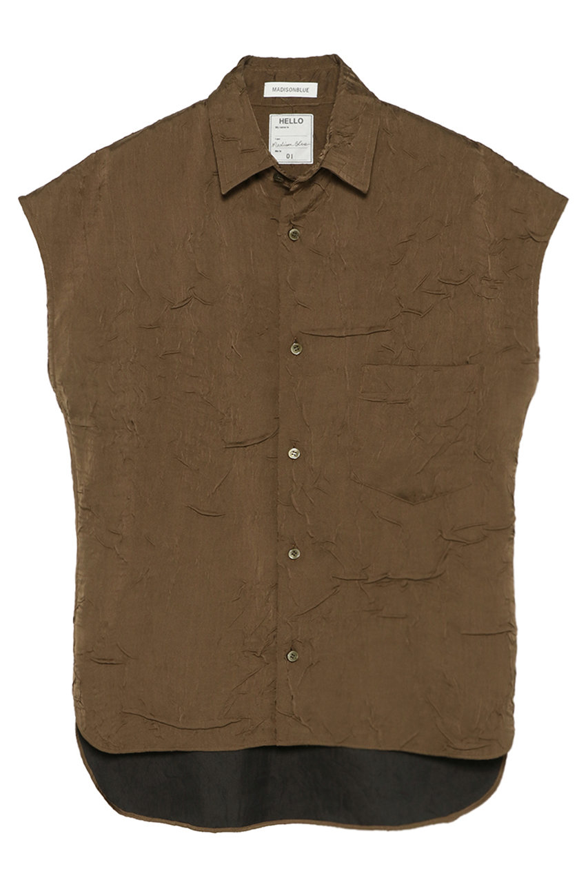 J.BRADLEY SLEEVELESS SHIRT SATIN サテンスリーブレスシャツ