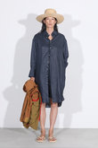 OVERSIZED SPLIT TUCK OP LINEN リネンオーバーサイズタックワンピース マディソンブルー/MADISONBLUE