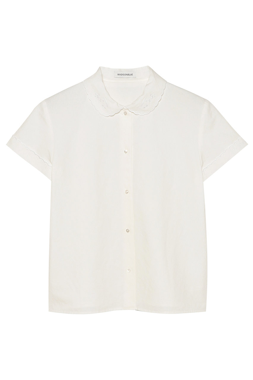 マディソンブルー/MADISONBLUEの【予約販売】ROUND COLLAR H/S SH EMBROIDERY C/LI 刺繍シャツ(ホワイト/MB261-5005)
