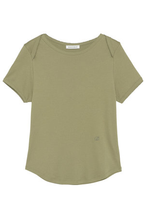 マディソンブルー/MADISONBLUEのEMBROIDERED TRIM BOAT NECK TEE S/COTTON ボートネックTシャツ(110100/110102)